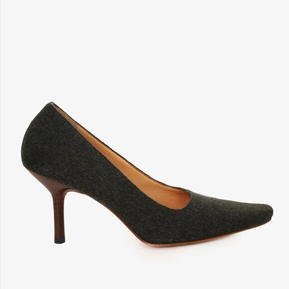 TOM FORD era GUCCI Forrest green wool pointy toe pumps 8.5 - Picture 1 of 8
